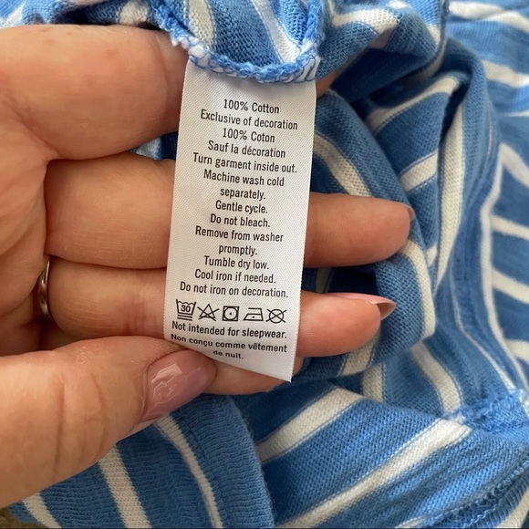 Janie & Jack Short Sleeve Pocket Tee Shirt Blue White Stripes 18-24 Months - Picture 4 of 4